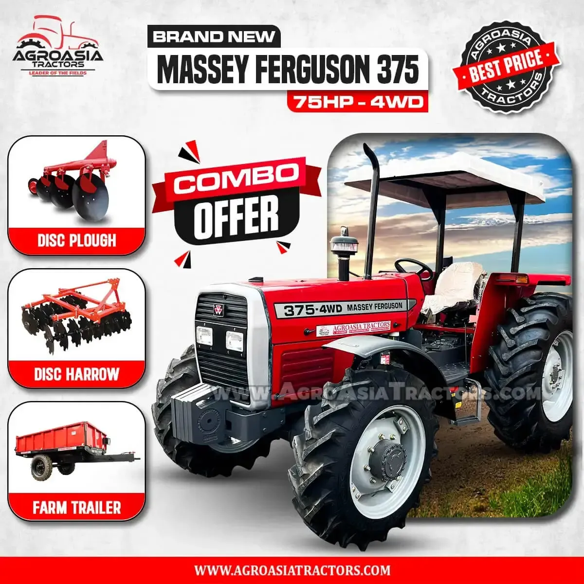 Massey Ferguson MF375 75HP 4WD Tractor Uganda